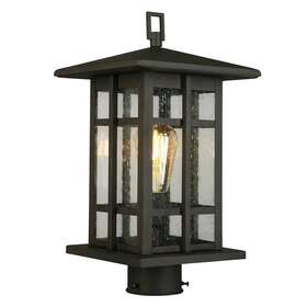 202889a Eglo Post Light 1-light Clear Seeded Glass Steel Frame Weather Resistant Bronze