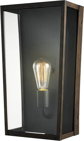 44788 Electric Greer 1-light Outdoor Wall Sconce Matte Black Faux Wood Accents