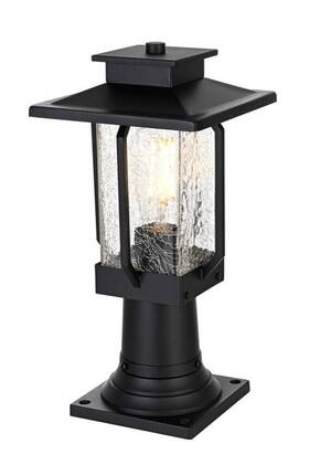 Od304p15bk Elegant Lighting Outdoor Pole Light Fixture Crackle Glass Exterior Porch Walkway Patio Lantern
