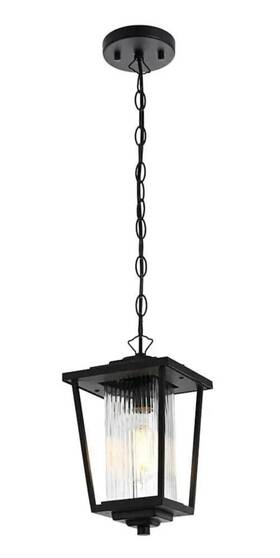 Od305h13bk Elegant Lighting Chandelier Light Fixture Outdoor Hanging Ribbed Glass Walkway Exterior Porch
