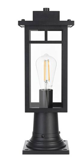 Od313p18bk Elegant Lighting Light Fixture Outdoor Glass Shade Pole Exterior Porch Walkway Patio Lantern 17 Inch