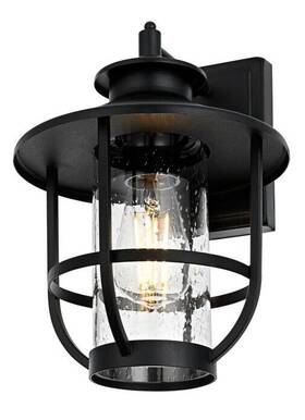 Od314w13bk Elegant Lighting Outdoor Wall Sconce Light Fixture Seedy Glass Exterior Porch Patio Walkway 12.5 Inch
