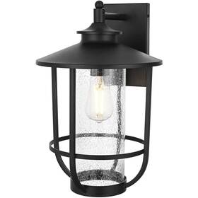 Od314w17bk Elegant Lighting Wall Sconce Light Fixture Outdoor Seedy Glass Exterior Porch Or Walkway Lamp 17 Inch