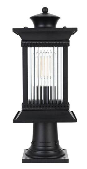 Od316p19bk Elegant Lighting Light Fixture Outdoor Exterior Pole Porch Walkway Patio Glass Shade Lantern 18 Inch