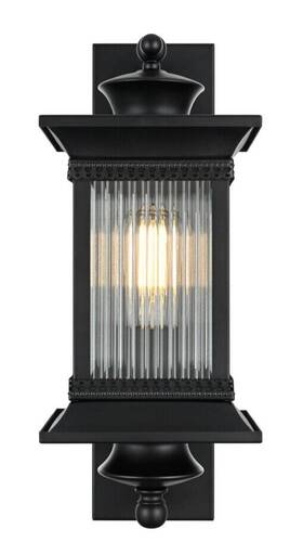 Od316w19bk Elegant Lighting Wall Sconce Light Fixture Outdoor Porch Walkway Lantern Ribbed Glass Lamp 18.5 Inch