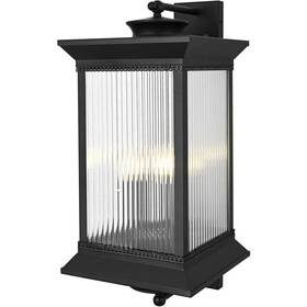 Od316w28bk Elegant Lighting Wall Sconce Light Fixture Outdoor Ribbed Glass Large Porch Walkway Lantern 27 Inch
