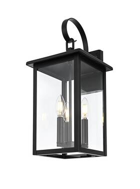 Od325w20bk Elegant Lighting Od325w20 Carisle 3 Light 20 Inch Tall Outdoor Wall - Black Od325w20bk Elegant Lighting Od325w20 Carisle 3 Light 20 Inch Tall Outdoor Wall - Black