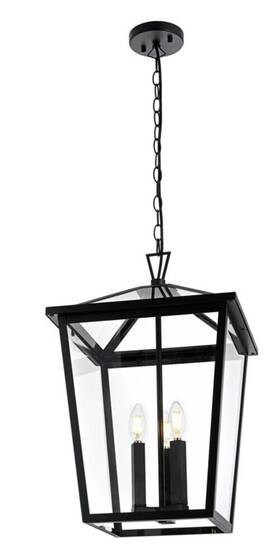 Od334h22bk Elegant Lighting Outdoor Chandelier Light Fixture Large Black Exterior Entrance Porch Walkway