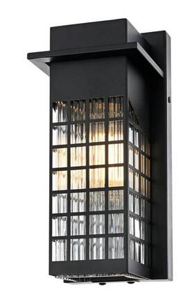 Od360w12bk Elegant Lighting Outdoor Wall Sconce Light Fixture Reeded Glass Black Porch Walkway Lantern 12 Inch