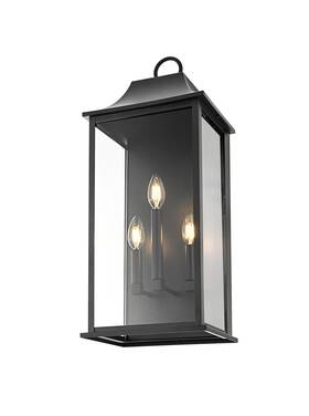 Od503w25bk Elegant Lighting Od503w25 Shepard 3 Light 25 Inch Tall Outdoor Wall - Black