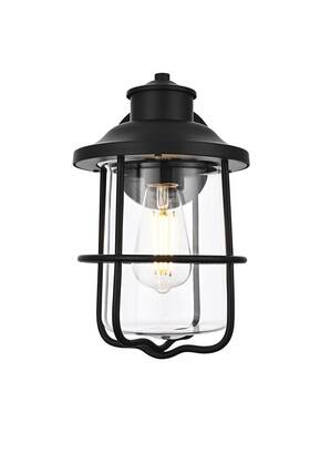 Elegant Lighting Od808w12bk Od808w12 Huxley 12 Inch Tall Outdoor Wall Sconce - Black
