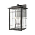 46712-2 Elk Brewster 2-light Sconce In Matte Black With Seedy Glass 46712/2