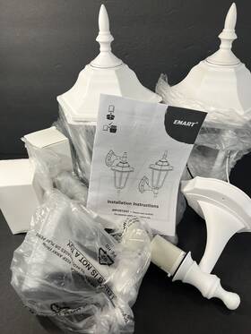Em-wgl-2 Emart Outdoor Plastic Porch Lights Set Of 2 White Em-wgl-2 Emart Outdoor Plastic Porch Lights Set Of 2 White