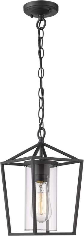 20065h Emliviar Modern Outdoor Pendant Light 1-light Hanging Lantern In Black