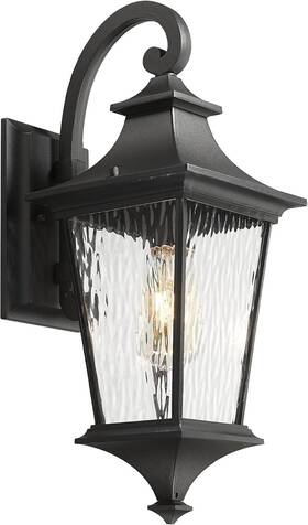 Xe292bm-sw Emliviar Bk Outdoor Porch Light 21.1 Inch Black Water Ripple Glass New