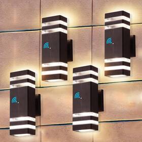 3bd-gg2 Faishilan 4-pack Dusk-to-dawn Exterior Wall Light Fixtures 2-layer 14w 1200 Lm Warm