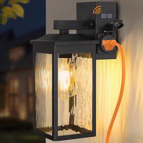 Fandbo 313093183117 Gfci Porch Lights With Dusk To Dawn Sensor And Water Rippled Glass Shade