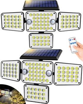 Faxbox 762916181012 Solar Lights Outdoor 336 Led Motion Sensor Security Wall Light With Remote