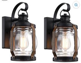 2f14002-wl Faymart Retro 11.8 Inch Lantern Sconce With Clear Glass 2-pack