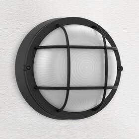 Faymart Lighting 445007758722 8 Inch Nautical Outdoor Light - Black Round Bulkhead Led 3000k 1500lm 15w Sauna