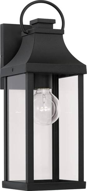 946411bk Fixture Company Bradford Clear Glass Outdoor Wall Lantern 1-light 100 Watt 17 Inch H X 6