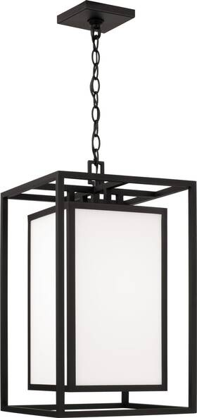 953114bk Fixture Company Aiden Modern Soft White Glass Outdoor Rectangular Pendant Hanging Lante