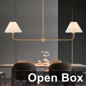 Yuxdd2t Fiyueoyi 2-light Modern Chandelier Light Fixture Gold With White Fabric Shades