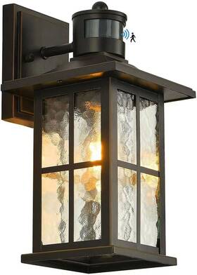 M0463 Fledavid Motion Sensor Porch Light Dusk To Dawn Outdoor Wall Lantern Black Exterior Sconc