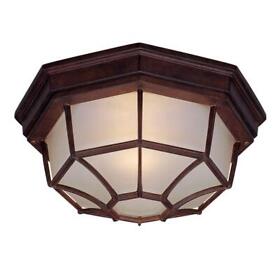 2002bw Flushmount Outdoor Ceiling-mount Light 2-light Durable Metal Burled Walnut