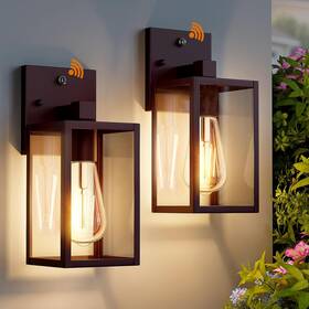 Fn-9x-009 Fnyuslet 2 Pack Oil Rubbed Bronze Dusk To Dawn Outdoor Lantern Lamp Wall Mount Sensor Ex