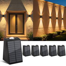 B1802 Fogulo 6 Pack Solar Wall Lights Outdoor Waterproof Up And Down 2 Led Fence Sconce La