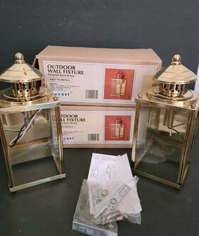 F9305457 Forecast Vintage Polished Solid Brass Outdoor Wall Fixture Nos Genlyte Vtg F9305457 Forecast Vintage Polished Solid Brass Outdoor Wall Fixture Nos Genlyte Vtg