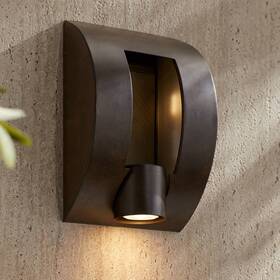 12-45071-18-12 Franklin Iron Works Modern Outdoor Wall Light 12 Inch Exterior Bronze Fixture Downlight For House