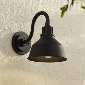 380d0 Franklin Iron Works Arnett Rustic Farmhouse Outdoor Barn Light Fixture Black Gooseneck Arm 10 1/2 Inch