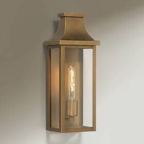 4a1033b Franklin Iron Works Andres 15 Inch High Aged Brass Pocket Lantern Outdoor Wall Light