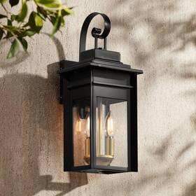 8m880 Franklin Iron Works Bransford Rustic Outdoor Wall Light Fixture Black 2-light 17 Inch For Exterior Barn