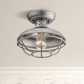 10-3357-p0160-ga Franklin Iron Works Hy13lp0494 Farmhouse Outdoor Ceiling Light Fixture Galvanized 8 1/2 Inch Damp For Exterior Barn