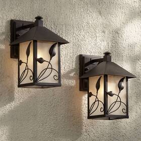 Ks159p8 Franklin Iron Works French Garden 12 1/2 Inch Bronze Outdoor Wall Light Set Of 2