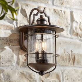 Lv2153wl-or-s Franklin Iron Works Casa Mirada Industrial Outdoor Wall Light Fixture Bronze 3-light 16 1/4 Inch Glass