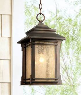 Lv2254hl-or-l Franklin Iron Works Hickory Point Rustic Outdoor / Indoor Hanging Light Fixture Bronze Lantern 18 Inch