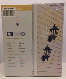 Fds616b2 Fudesy Outdoor Wall Lantern 2 Pack 12w 1200lumen Led Edison Filament Bulb