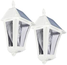 105bp250240 Gama Sonic Gamma Baytown Ii 15 Inch High White Led Solar Wall Lights Set Of 2