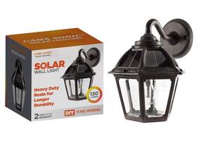 Gama Sonic 859641007219 Polaris Solar Wall Sconce Light Outdoor Warm White Led Exterior Lamp Black