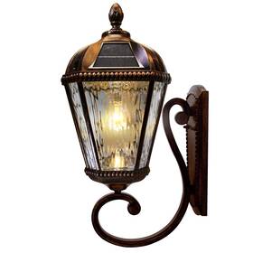 98b110 Gama Sonic Solar Outdoor Wall Light Royal Bulb Exterior Sconce Lamp Brushed