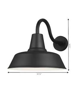 Geberation Lighting 785652069444 Generation Barn Light 1 16 Inch Satin Black Hardwired Lantern