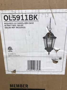Ol5911bk Generation Lighting Martinsville Three Light Outdoor Pendant Lantern In Black