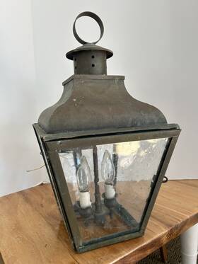 45543 Genie House Vintage Copper Lantern Sconce Lighting Fixture Porch Works