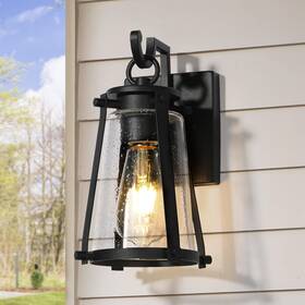 Gepow 732133127766 Outdoor Wall Lantern Light Fixture Black Exterior Mounted Sconces With