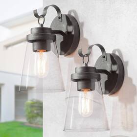 Gepow 732133129104 Outdoor Wall Lights 2 Pack Farmhouse Exterior Sconces Light Fixture Wit