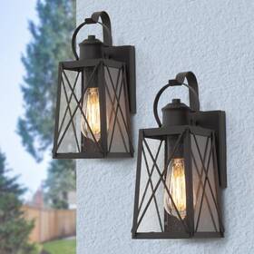 Gepow 739406526189 Outdoor Wall Lights 2 Pack Exterior Sconces Light Fixture With Seeded G Gepow 739406526189 Outdoor Wall Lights 2 Pack Exterior Sconces Light Fixture With Seeded G